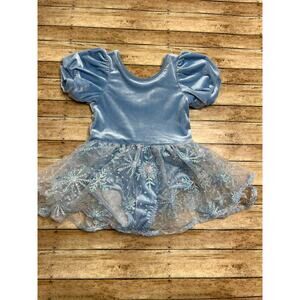 Calluna Blue Velvet Snowflake Skirted Dance Leotard Girls Size 4